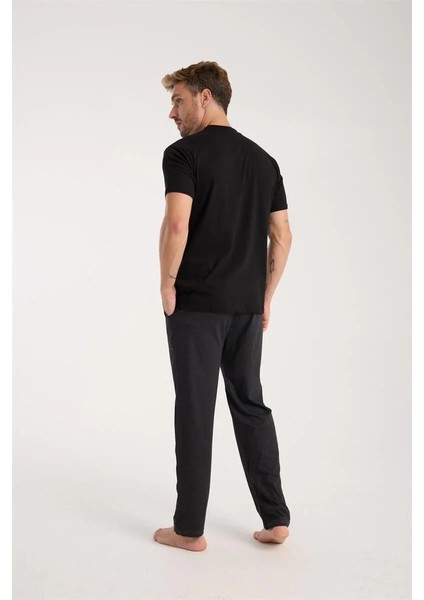 Erkek Füme Düğmeli Yaka Kısa Kol Pijama Takımı fırsatları