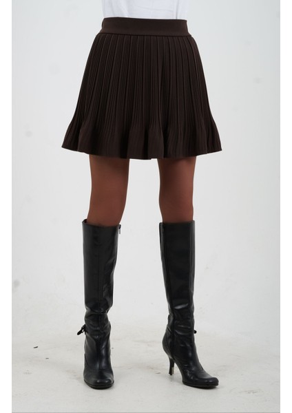 Kahve Içi Şort Astarlı Piliseli Mini Etek fiyatları