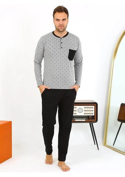 Erkek Uzun Kol Penye Füme Pijama Takımı fırsatları