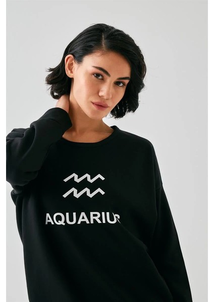 Kadın Siyah Kova Burcu Oversize 2 Iplik Eşofman Ev Giyim Takımı indirimleri