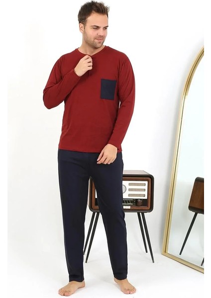 Erkek Uzun Kol Penye Bordo Pijama Takımı fiyatları