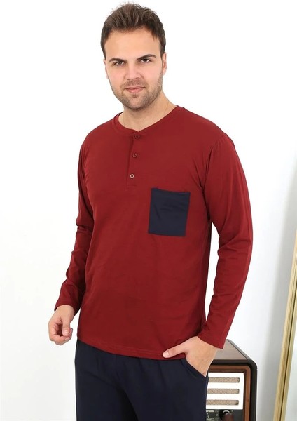 Erkek Uzun Kol Penye Bordo Pijama Takımı indirimleri