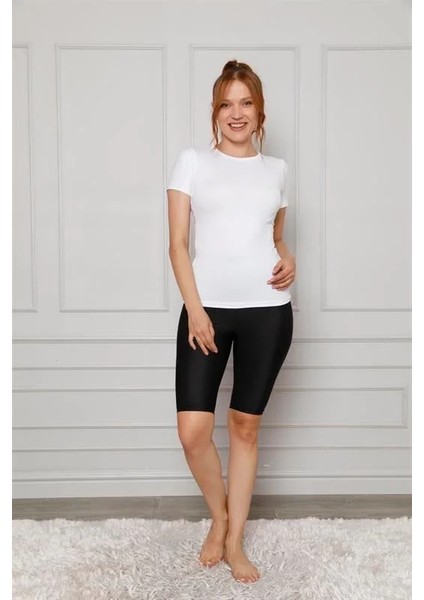 Microfiber Diz Üstü Tayt Siyah