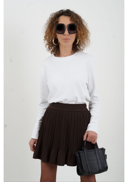 Ekru Bisiklet Yaka Uzun Kollu Penye Bluz fiyatları