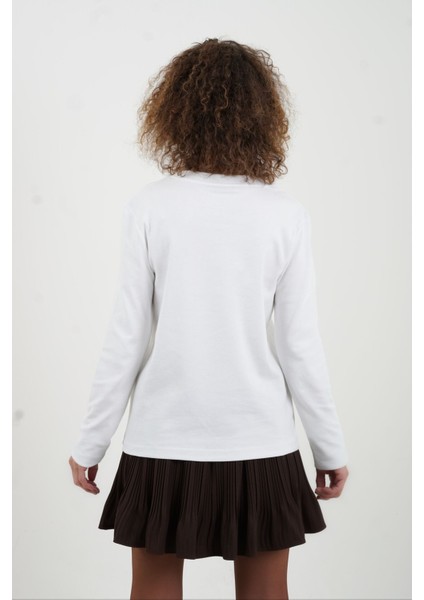 Ekru Bisiklet Yaka Uzun Kollu Penye Bluz fırsatları