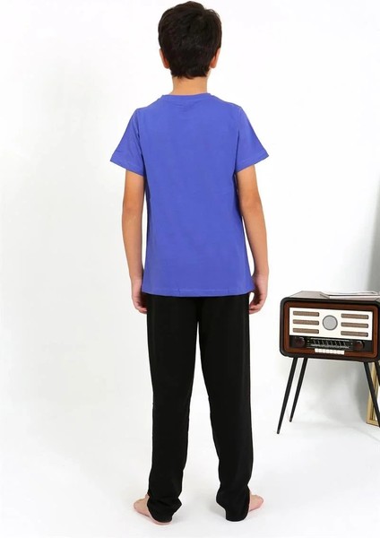 Erkek Çocuk Kısa Kol Penye Pijama Takım Saks fırsatları