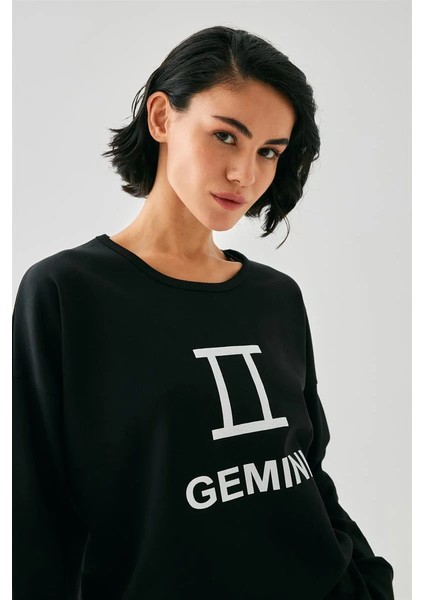 Kadın Siyah Ikizler Burcu Oversize 2 Iplik Eşofman Ev Giyim Takımı fiyatları