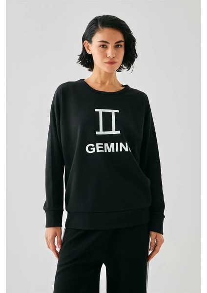 Kadın Siyah Ikizler Burcu Oversize 2 Iplik Eşofman Ev Giyim Takımı fırsatları