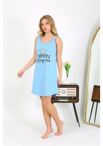 Kadın Kalın Askılı Penye Gecelik Mavi indirimleri