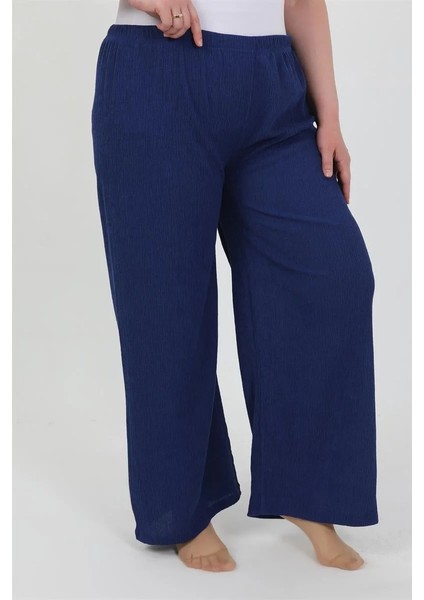 Kadın Büyük Beden Bürümcük Pantolon Saks fırsatları