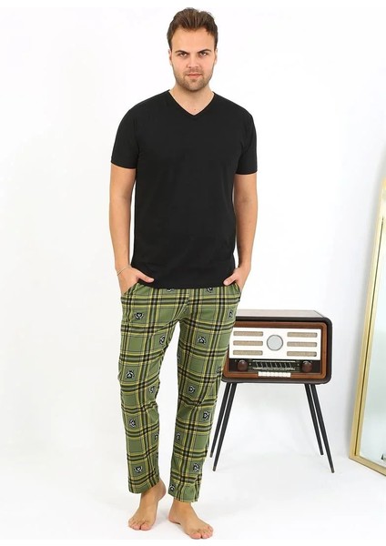 Erkek Ekoseli Desen Penye Tek Alt Pijama Haki fiyatları