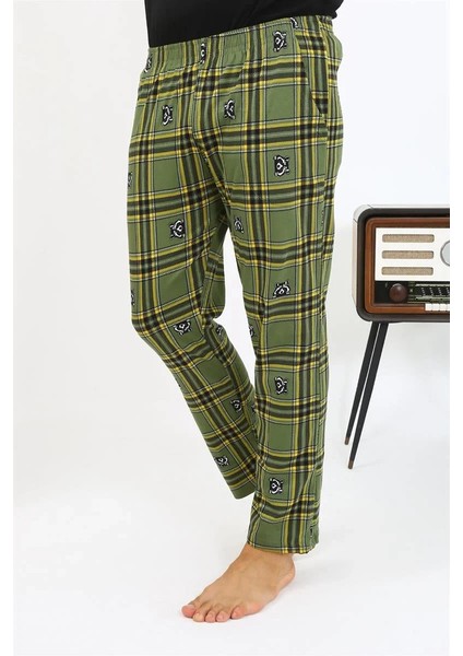 Erkek Ekoseli Desen Penye Tek Alt Pijama Haki fırsatları