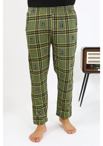 Erkek Ekoseli Desen Penye Tek Alt Pijama Haki indirimleri