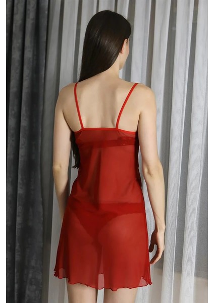 Kadın Fantezi Tül Gecelik Kırmızı fırsatları