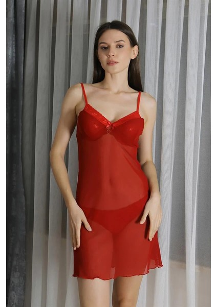 Kadın Fantezi Tül Gecelik Kırmızı indirimleri