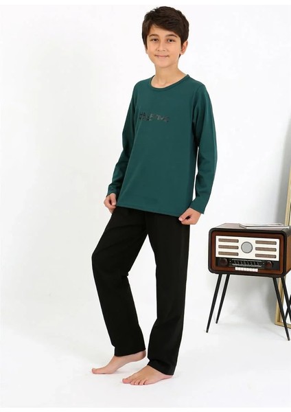 Erkek Çocuk Uzun Kol Penye Pijama Takım Zümrütyeşili fiyatları