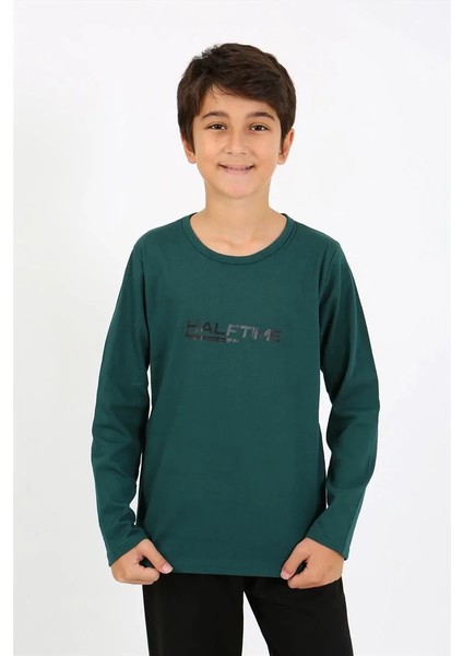 Erkek Çocuk Uzun Kol Penye Pijama Takım Zümrütyeşili modelleri