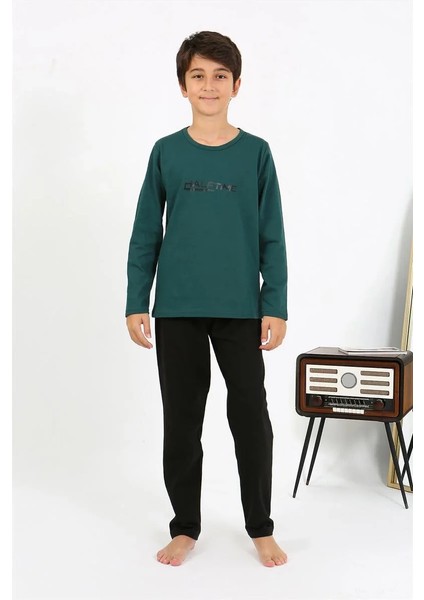 Erkek Çocuk Uzun Kol Penye Pijama Takım Zümrütyeşili indirimleri