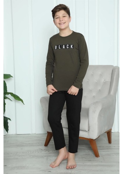 Erkek Çocuk Penye Pijama Takım Haki