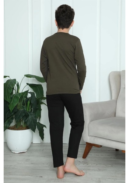 Erkek Çocuk Penye Pijama Takım Haki modelleri