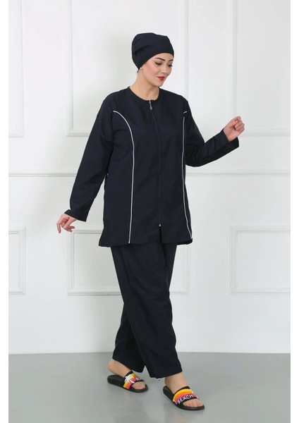 Büyük Beden Tesettür Büyük Mayo Lacivert