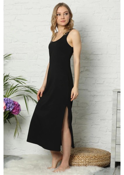 Kalın Askılı Siyah Penye Uzun Gecelik fiyatları