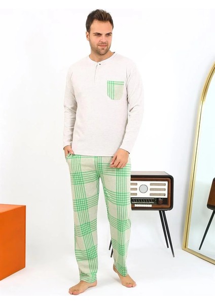 Erkek Uzun Kol Penye Krem Pijama Takımı fiyatları