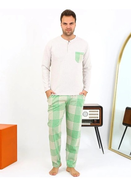Erkek Uzun Kol Penye Krem Pijama Takımı indirimleri