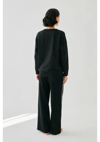 Kadın Siyah Koç Burcu Oversize 2 Iplik Eşofman Ev Giyim Takımı fırsatları