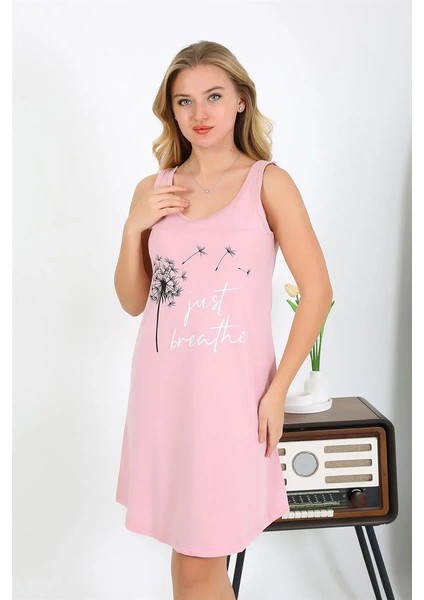 Kadın Kalın Askılı Penye Gecelik Pembe fiyatları