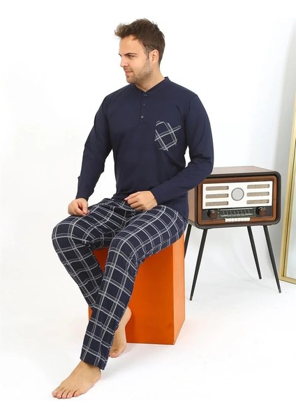 Erkek Uzun Kol Penye Lacivert Pijama Takımı indirimleri