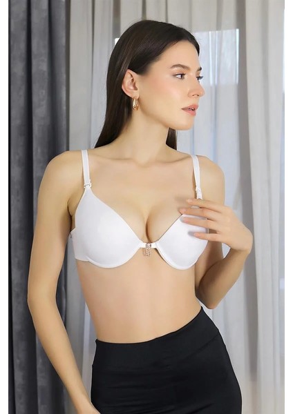 Kadın Destekli Balenli Taş Detaylı Sütyen Beyaz fiyatları