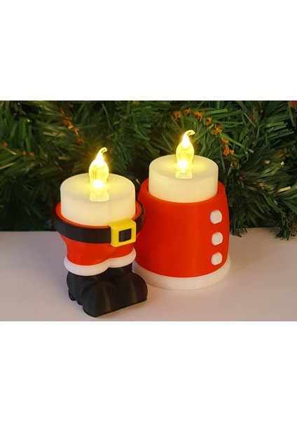 Iki Parçalı Noel Baba Mumluk Takımı, Sıcak ve Şen Atmosfer Için Ideal