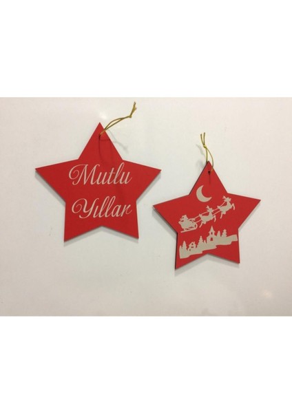 3'lü Ahşap Yılbaşı Süsü Seti, Kapı ve Oda Dekoru, Yıldız, Geyik, Noel Temalı fiyatları