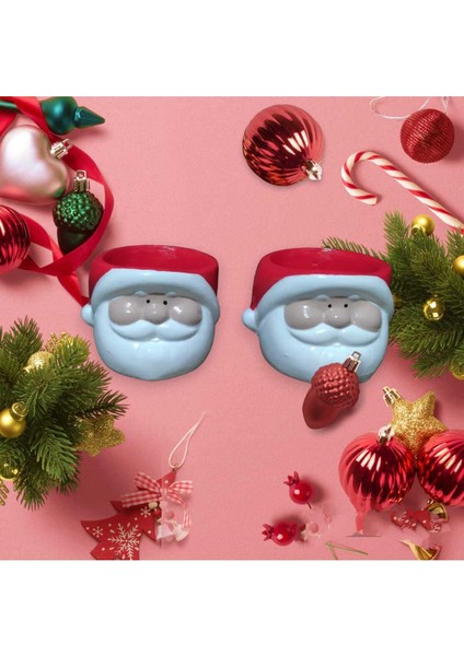 Kırmızı Noel Baba Mumluk ve Çerezlik Dekoratif Tabak Takımı, Şık ve Sevimli Dekorasyon. fiyatları