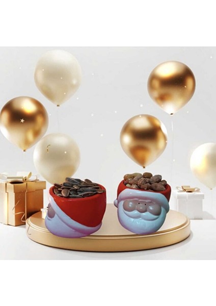 Kırmızı Noel Baba Mumluk ve Çerezlik Dekoratif Tabak Takımı, Şık ve Sevimli Dekorasyon. fırsatları