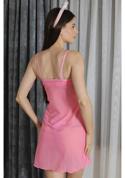 Kadın Fantezi Tül Gecelik Pembe indirimleri