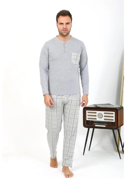 Erkek Uzun Kol Penye Gri Pijama Takımı fiyatları