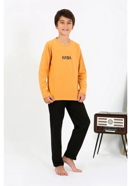 Erkek Çocuk Uzun Kol Penye Pijama Takım Sarı