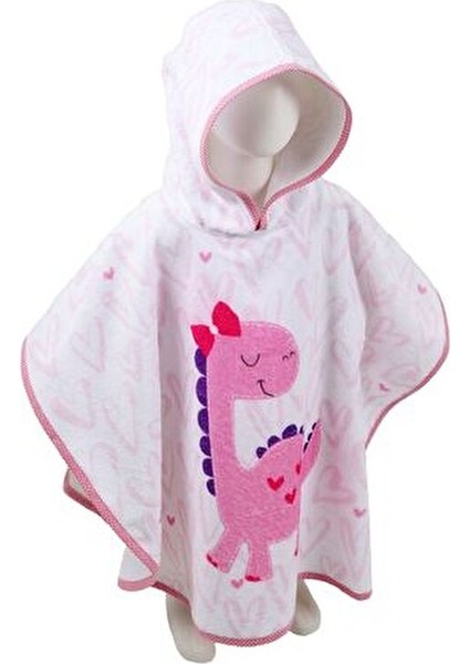 Çocuk Panço Havlu Pembe Dino Pamuk Malzemeden 2-4 Yaş İçin Eğlenceli Desenli fırsatları