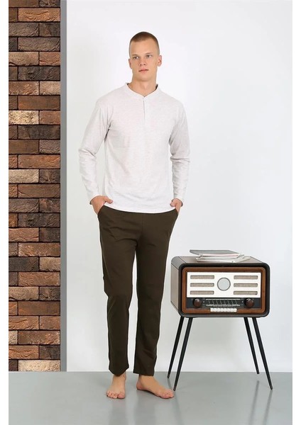 Erkek Penye Uzun Kol Pijama Takımı Ekru fiyatları