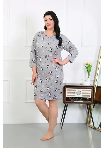 Kadın Büyük Beden Penye Gecelik Ev Elbisesi Gri fiyatları