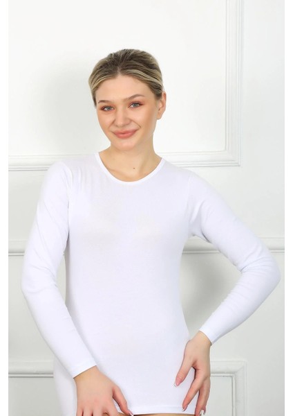 Bayan Uzun Kol Body Beyaz modelleri