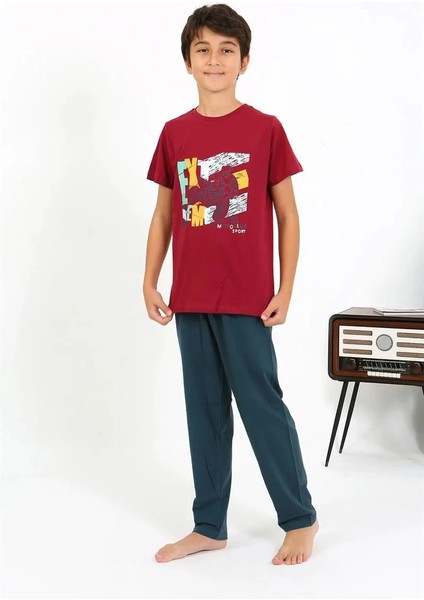 Erkek Çocuk Kısa Kol Penye Pijama Takım Bordo fırsatları