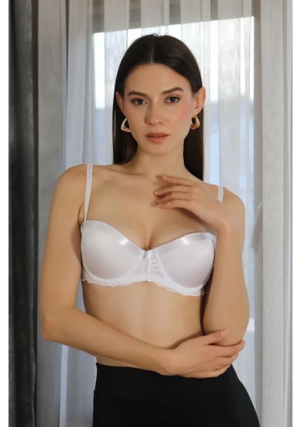 Kadın Destekli Balenli Straplez Sütyen Beyaz indirimleri
