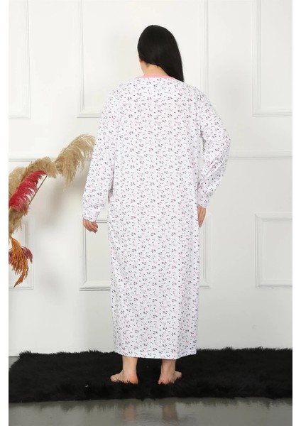 Büyük Beden Uzun Kol Beyaz Anne Gecelik modelleri