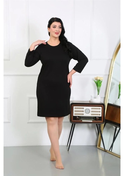 Kadın Büyük Beden Penye Gecelik Ev Elbisesi Siyah fiyatları