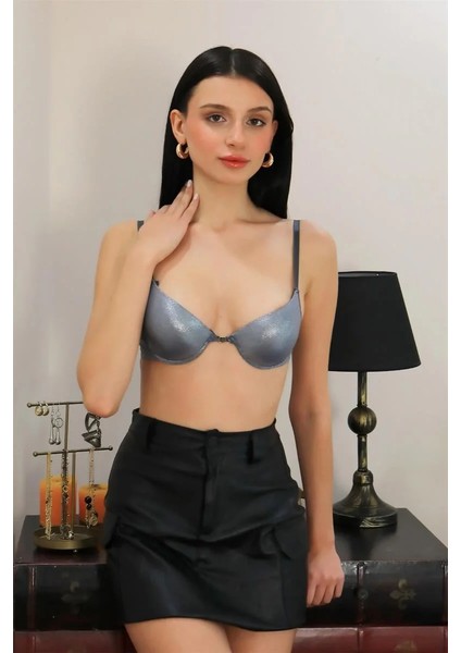 Kadın Destekli Balenli Sütyen Gri indirimleri