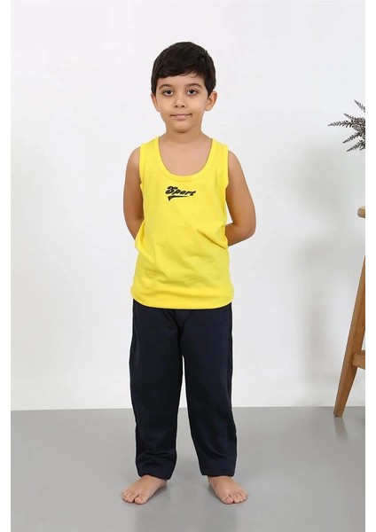 Erkek Çocuk Sıfır Kol Penye Pijama Takım Sarı fiyatları