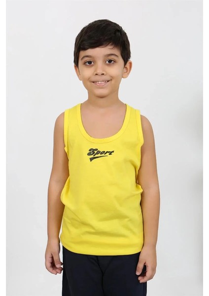Erkek Çocuk Sıfır Kol Penye Pijama Takım Sarı fırsatları